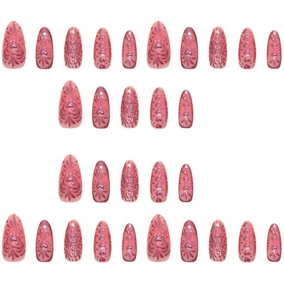 KUFptva Almond Press on Nails Glossy Fake Nails Stick on Nails in 15 Sizes 30Pcs French Nails Tips for Diys Nails Art Decors