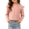 thumbnail image 5 of Bovxnpu Girls Long Sleeve Shirts Undershirts Girls Heart Print Long Sleeve Floral Base Layer Pullover Top Outfits, 5 of 5