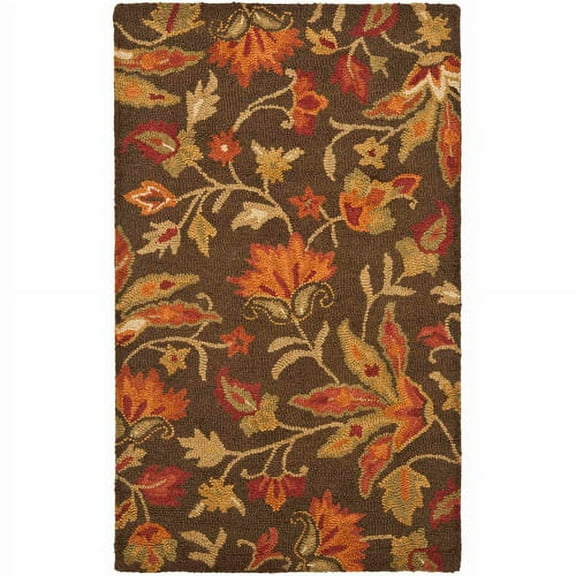SAFAVIEH Blossom Madelyn Floral Flowers Wool Area Rug, Brown/Multi, 3' x 5'