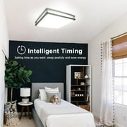 Depuley 17.6 Modern LED Ceiling Light Fixture with Remote Industrial Square Flush Mount Ceiling Light for Living room Dining Kitchen, Memory Function, 48W Dimmable 3 Color