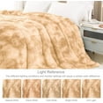 thumbnail image 5 of Fuzzy Faux Fur Bed Blanket Twin Size, Reversible Shaggy Sherpa Fleece Tie Dyed Blankets, Fluffy Plush Warm Throws for Couch, Bed, 60X80 Inches, Camel, 5 of 10