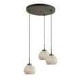 thumbnail image 2 of Woodbridge Lighting Drum 3-Light Fabric Cluster Pendant in Satin Nickel/Gray, 2 of 7