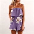 thumbnail image 2 of HCYSFG Womens Floral Rompers Bandeau Strapless Tube Top Summer Beach Elastic High Waist Jumpsuits Wide Leg Shorts Pocket One Piece Casual Playsuits, 2 of 4