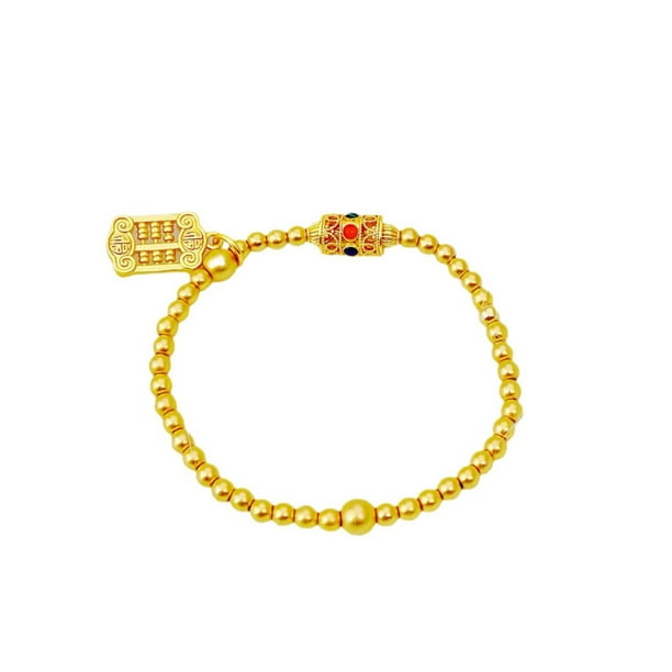 Pulsera chapada en oro con cuentas para mujer, china tradicional