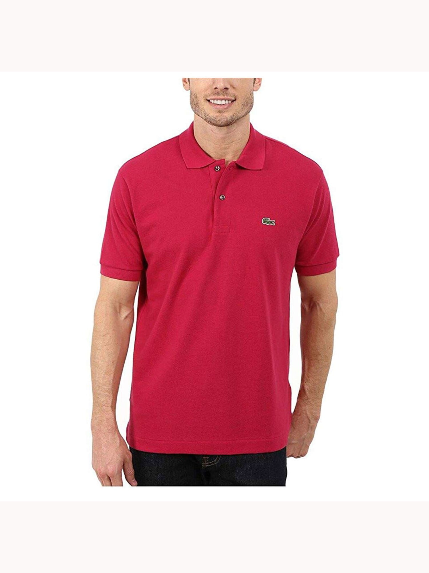 LACOSTE POLO SHIRT MENS RED CLASSIC FIT SHORT SLEEVE TOP 