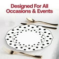 thumbnail image 4 of Smarty 10.25" White with Black Dots Round Blossom Disposable Plastic Dinner Plates 120ct, 4 of 7
