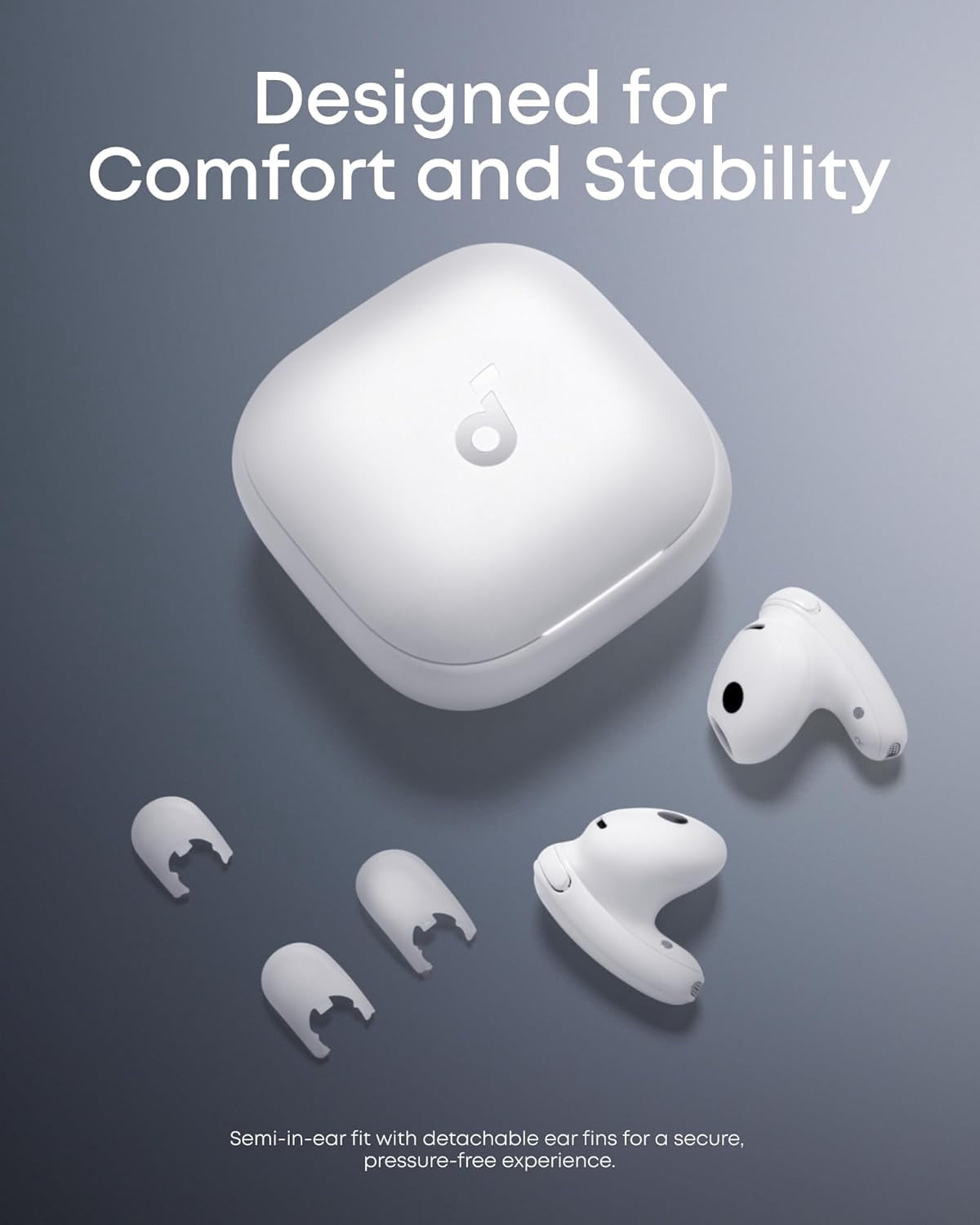 Soundcore by Anker Liberty Buds, Semi-in-Ear Earbuds, with Real-Time Adaptive ANC, Spatial Audio, 30H Playtime, Fast Charging, Translation, Wireless Bluetooth Headphones