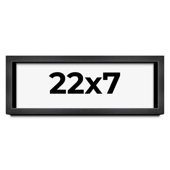 22x7 Shadow Box Frame Grey Charcoal Black | 0.875 Inches Deep | Wood Shadowbox Display Frame | UV