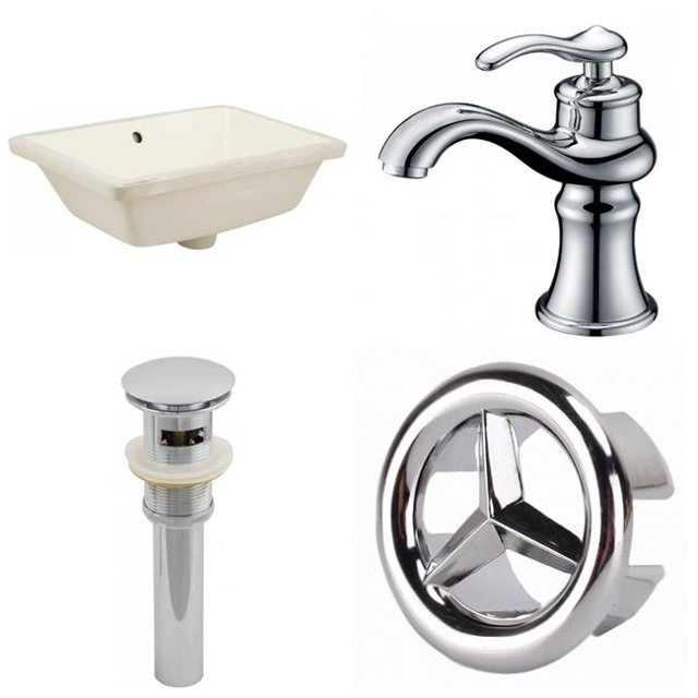American Imaginations AI-25940 18,25 in. Évier Encastré Rectangle CUPC Mis en Biscuit - Chrome Hardware