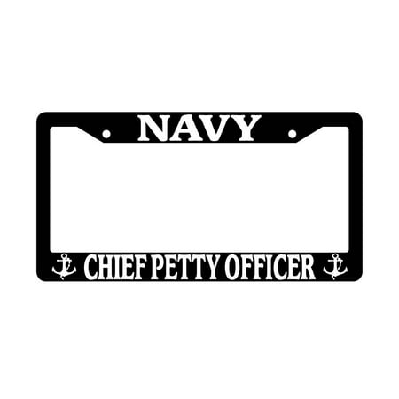 Chiefs Plastic License Plate - Navy Chief Petty Officer Black Plastic License Plate Frame