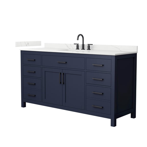 Wyndham Collection Wcg2424-66S-Qtz-Us3mxx Beckett 66" Free Standing Single Basin Vanity