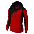 thumbnail image 2 of xiaxaixu Men's Hoodie Pullover Jacket, Contrast Color Long Sleeve Zipper Closure Sweatshirt Loose Drawstring Coat, 2 of 4