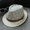 thumbnail image 2 of LRen Women Tea Party Hats Style Sun Hat for Men and Women British Travel Jazz Cap with Bohemian Summer Beach Sun Hat Blue, 2 of 4
