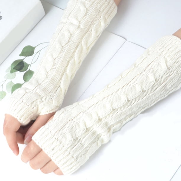 Guantes de invierno para mujer, de punto, cálidos, de medio dedo, abiertos, de poliéster
