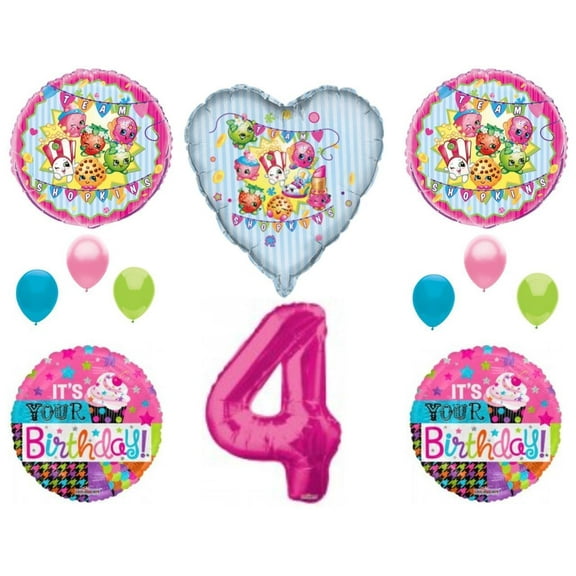 XL SHOPKINS 4th Happy Birthday Party Balloons Decoration Cupcake Fourth Cookie
