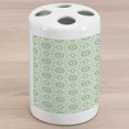 thumbnail image 1 of Mint Ceramic Toothbrush Holder, Retro Disc Shaped Inner Circles with Nostalgic Featured Geometric Graphic, Decorative Versatile Countertop for Bathroom, 4.5" X 2.7", Seafoam Almond Green, by Ambesonne, 1 of 4