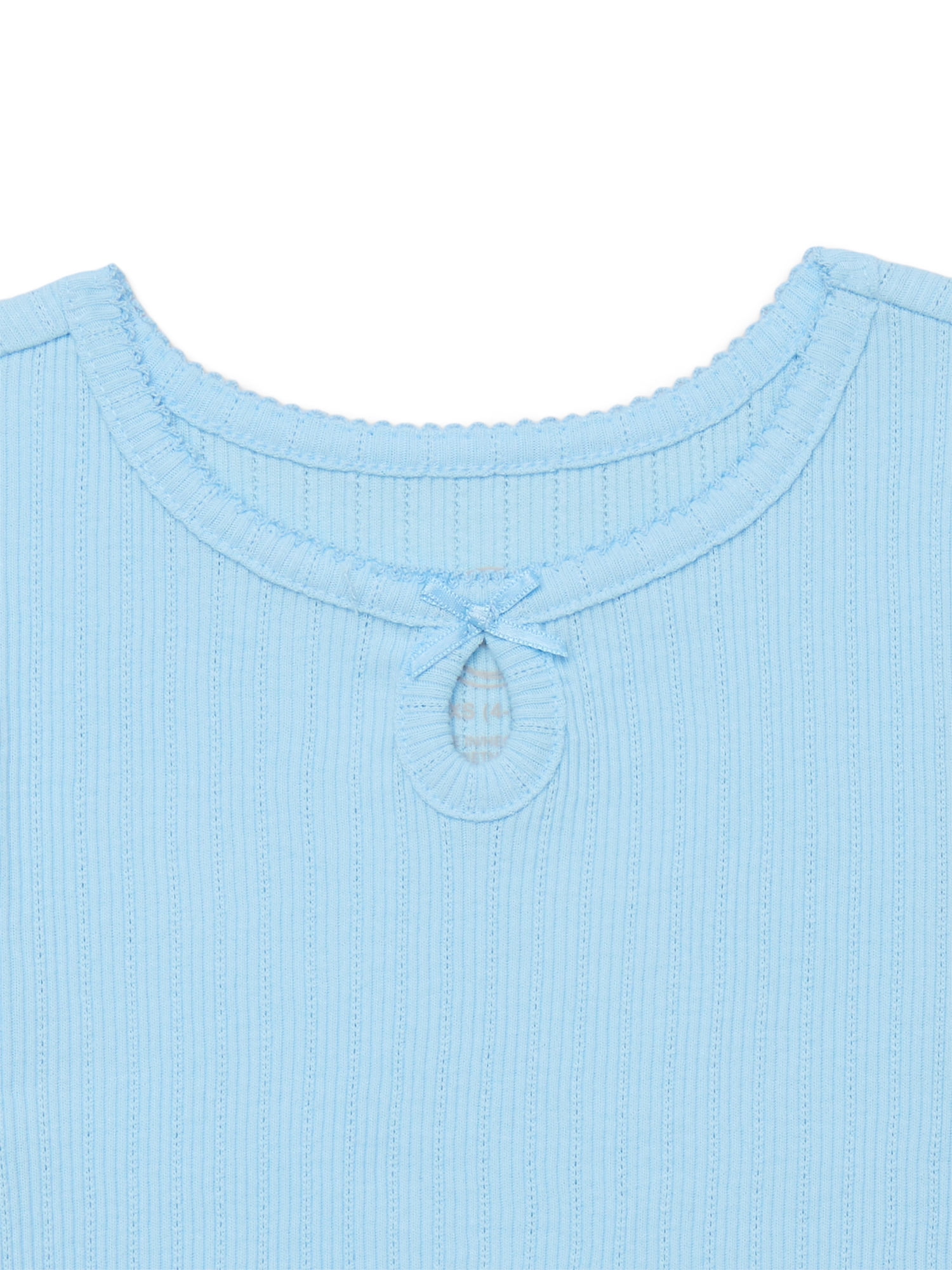 Wonder Nation Girls Ribbed Pointelle Keyhole T-Shirt, Sizes 4-18 & Plus