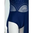thumbnail image 5 of YiZYiF Girls Lyrical Dance Costume Keyhole Back Sleeveless Rhinestones Split Dress Dancewear Navy Blue 14, 5 of 7