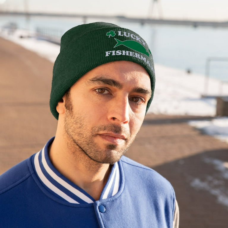Lucky Fisherman Beanie Winter Hats for Men and Boys Cool Fishing
