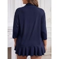 thumbnail image 5 of FlorCurve Plus Size Cardigans for Women 3/4 Sleeve Ruffle Cardigans Casual Lightweight Summer Cover Up, Navy 5XL, 5 of 6