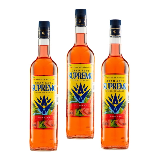 Tripack Licor De Agave Gran Azul Supremo Guayaba 1000 Ml Licor de Agave