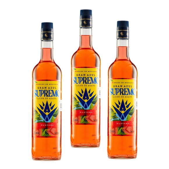 Tripack Licor De Agave Gran Azul Supremo Guayaba 1000 Ml Licor de Agave