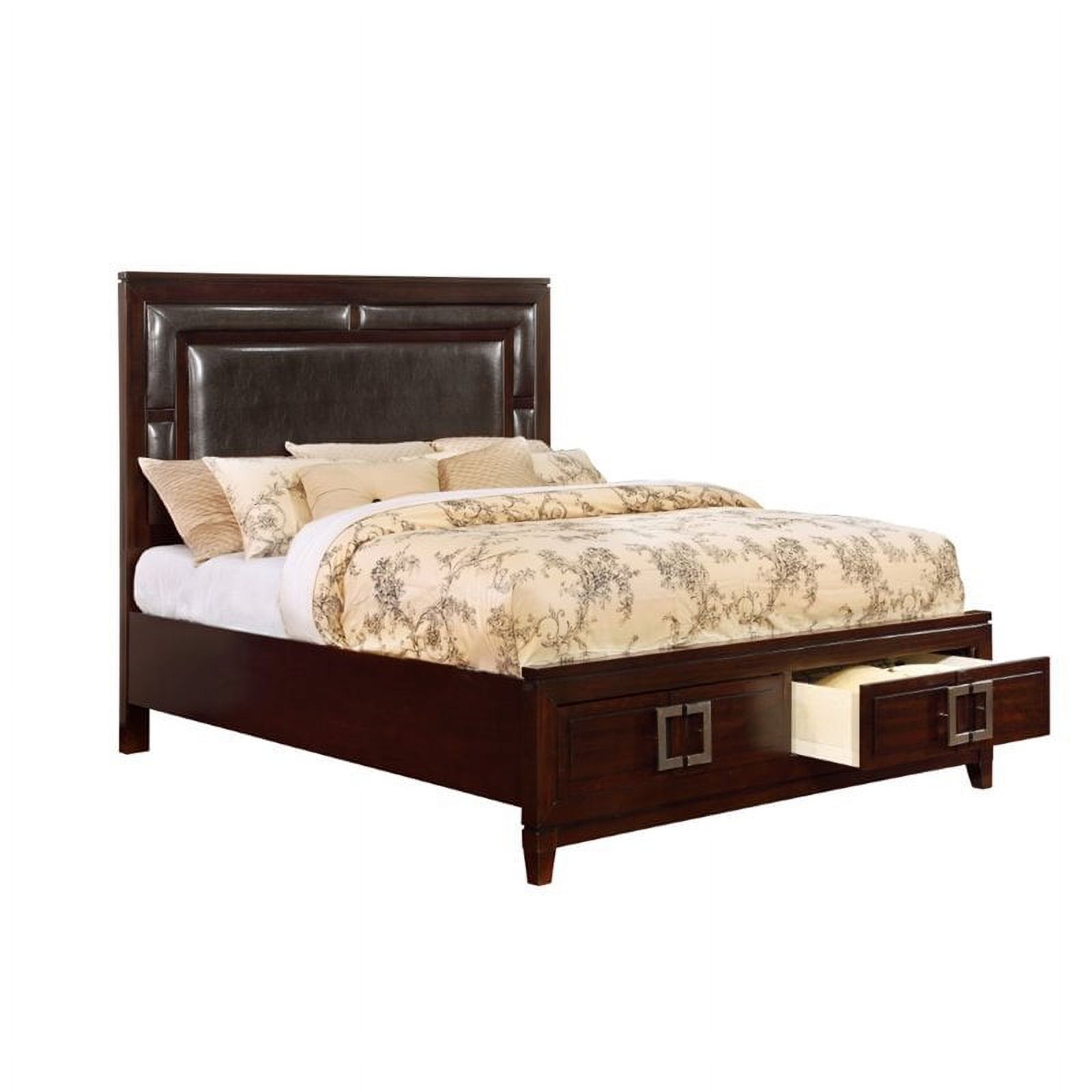 FOA Angelonia 2pc Cherry Solid Wood Bedroom Set - King + Nightstand - image 2 of 7