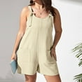 thumbnail image 3 of JULMCOMO Rompers for Women 2025 Sleeveless Wide Leg Short Jumpsuits Cute Summer Vacation Outfits Dressy Casual Suspenders Overalls with Pockets Blue XXL, 3 of 8