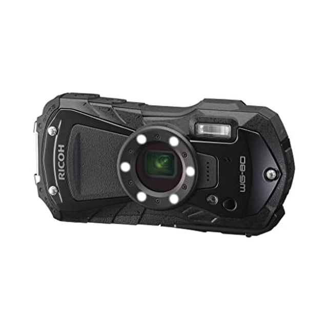 Ricoh WG-80 Appareil Photo Numérique Noir Étanche Antichoc Antigel Anti-Écrasement (Modèle International)