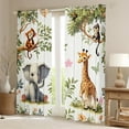 thumbnail image 3 of Feelyou Cute Elephant Print Black Out Curtains for Kids, Jungle Giraffe Monkey Curtains Pack of 2 (42x63 Each), Kawaii Zoo Animal Bedroom Curtains, Black Out Curtains Decor, 3 of 7