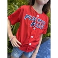 thumbnail image 2 of Puerto Rico Embroidered Baseball Jersey for Kids (Sizes 2–14), Red Button-Up, Sleeve Patches, 2 of 4