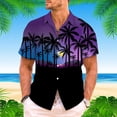 thumbnail image 2 of Shirts for Men Tropical Hawaiian Style Print Short Sleeve Button Down Lapel Blouses Trend Beach Casual Summer Tops Purple S, 2 of 4