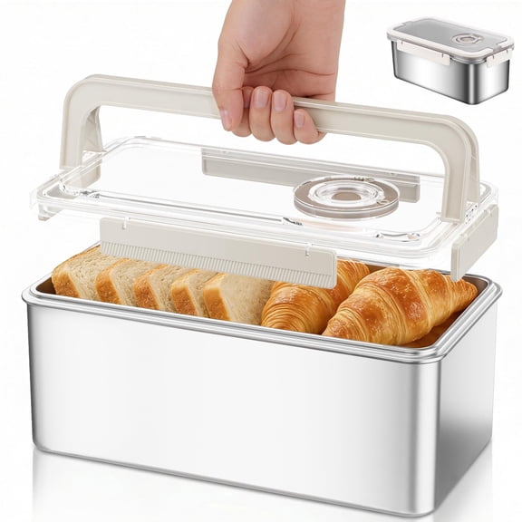 Airtight Bread Box Stainless Steel Bread Storage for Homemade Bread,Dishwasher Safe Bread Containers Storage Airtight Loaf, Airtight Bread Storage Container with Lid and Handle 5800ML