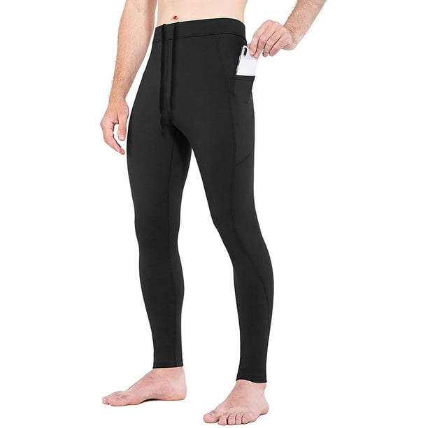 Men's Thermal Compression Leggings Fleece Lined Running Tights Pants Water  Resistant for Cold Weather with Pockets 