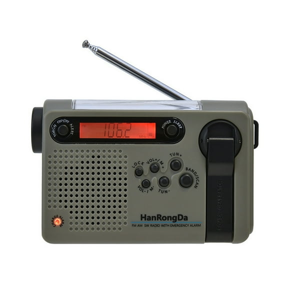 HanRongDa Urgence Extérieure Portable AM SW à Énergie Solaire Manivelle avec Lampe de Poche LED Batterie 2000mAh SOS Alarme