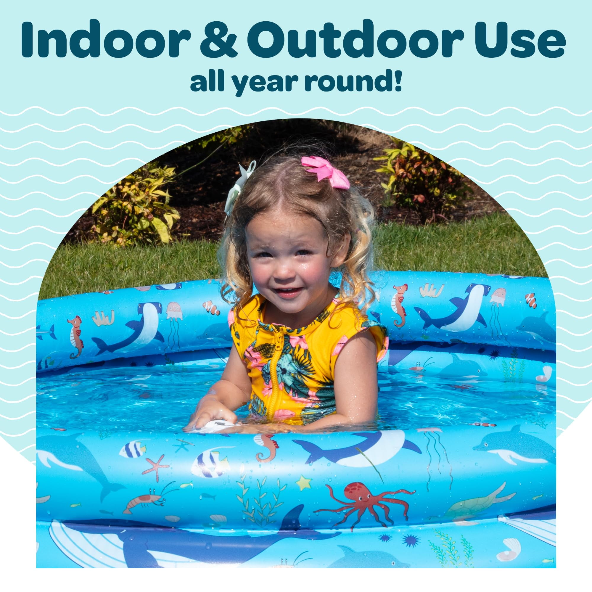 Inflatable Kiddie Pool for Toddlers, 48"X12" Round Plastic Blow Up Kids Swimming Pool, Outdoor Water Play, Ball Pit Toys for Kids Age 2 3 4 5,