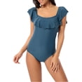 thumbnail image 3 of BEACHGIRL Women One Piece Swimsuit off Shoulder Flounce Swimwear Ruffle Bathing Suit Spaghetti Strap, 3 of 9