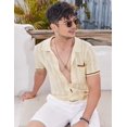 thumbnail image 3 of COOFANDY Men's Short Sleeve Knit Shirts 2025 Vintage Button Down Polo Shirt Casual Beach Tops, 3 of 6