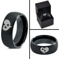 thumbnail image 4 of Tungsten Trail Paw Prints Heart Shaped Band Ring 8mm Men Women Comfort Fit Black Dome Brushed Polished, 4 of 4