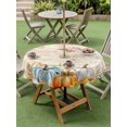 thumbnail image 3 of Outdoor Tablecloth with Umbrella Hole and Zipper, Teal Golden-Yellow Pumpkins Fall Round Table Cloth 54 Inch Waterproof Tablecloth, Thanksgiving Leaves Botanical Picnic Table Cover for Patio Camping, 3 of 7