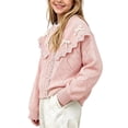 thumbnail image 7 of BLVB Girls Cardigan Long Sleeve Button Front Lace Sweater Kids Fall Knit Sweaters Outwear 1-9 Years(Pink,4-5 Years), 7 of 7