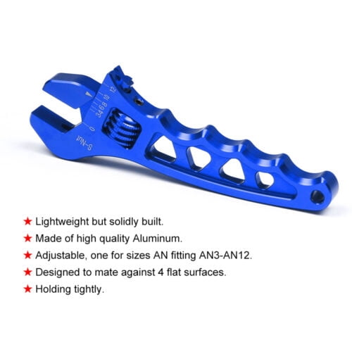Blue Aluminium Adjustable Wrench Spanner AN3 AN4 AN6 AN8 AN10 AN12 Hose Fitting