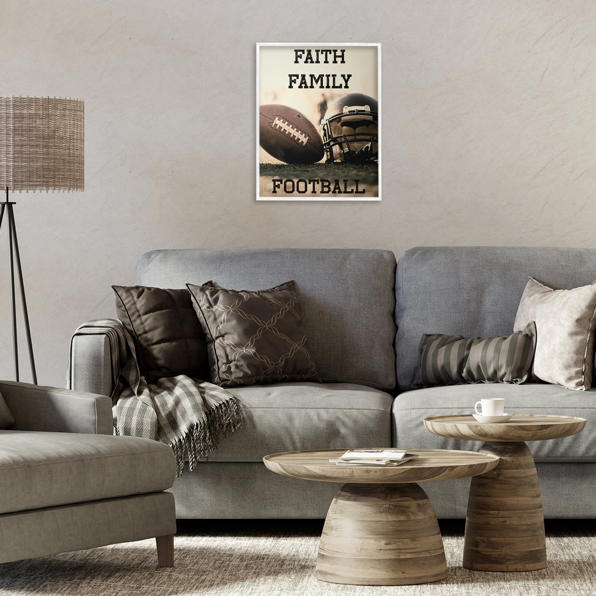 Stupell Industries Faith Family Football White Framed Giclee Art, design by Jesse Keith