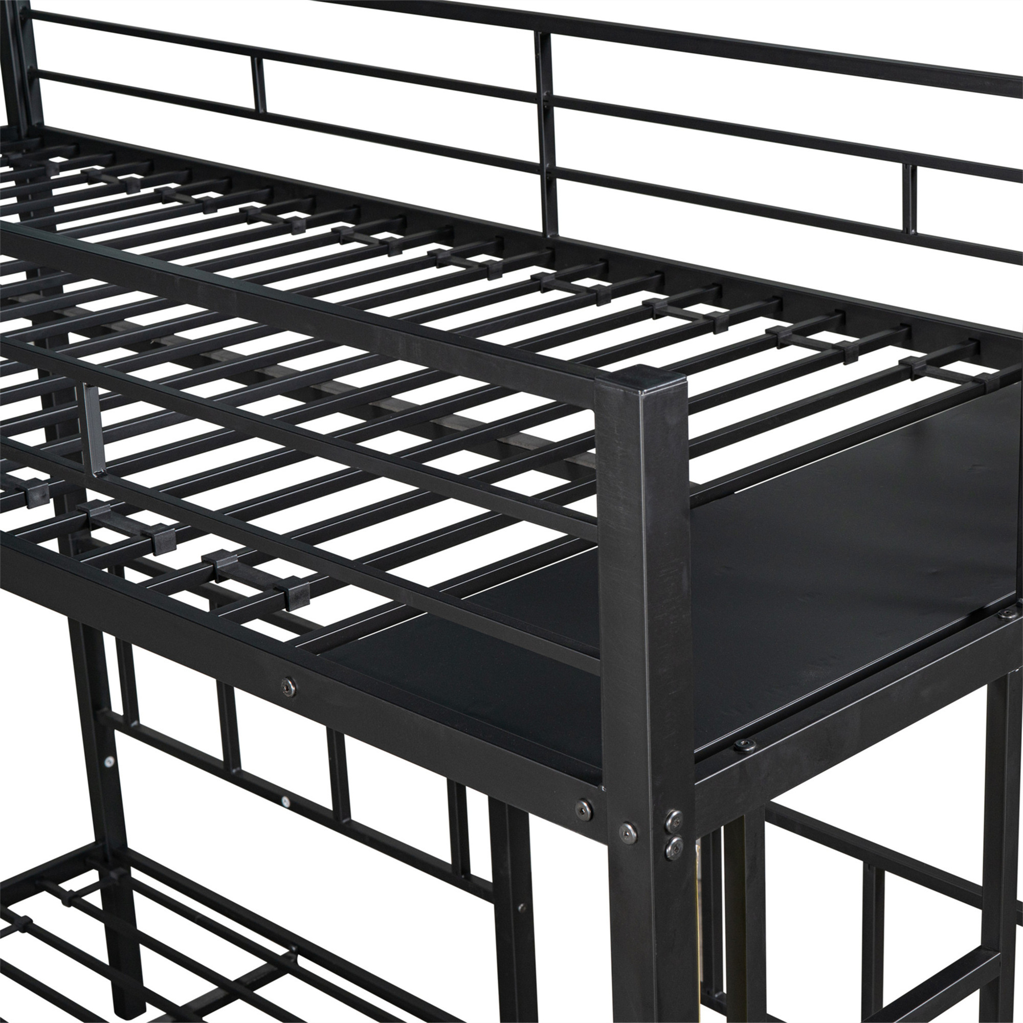 Aukfa Metal Triple Bunk Bed, Convertible to 3 Twin Bed for Kids Teens, Twin over Twin & Twin, Black
