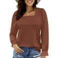 thumbnail image 3 of UVN Blouses for Women Square Neck Long Sleeve Shirts Dressy Casual Tunic Tops, 3 of 9