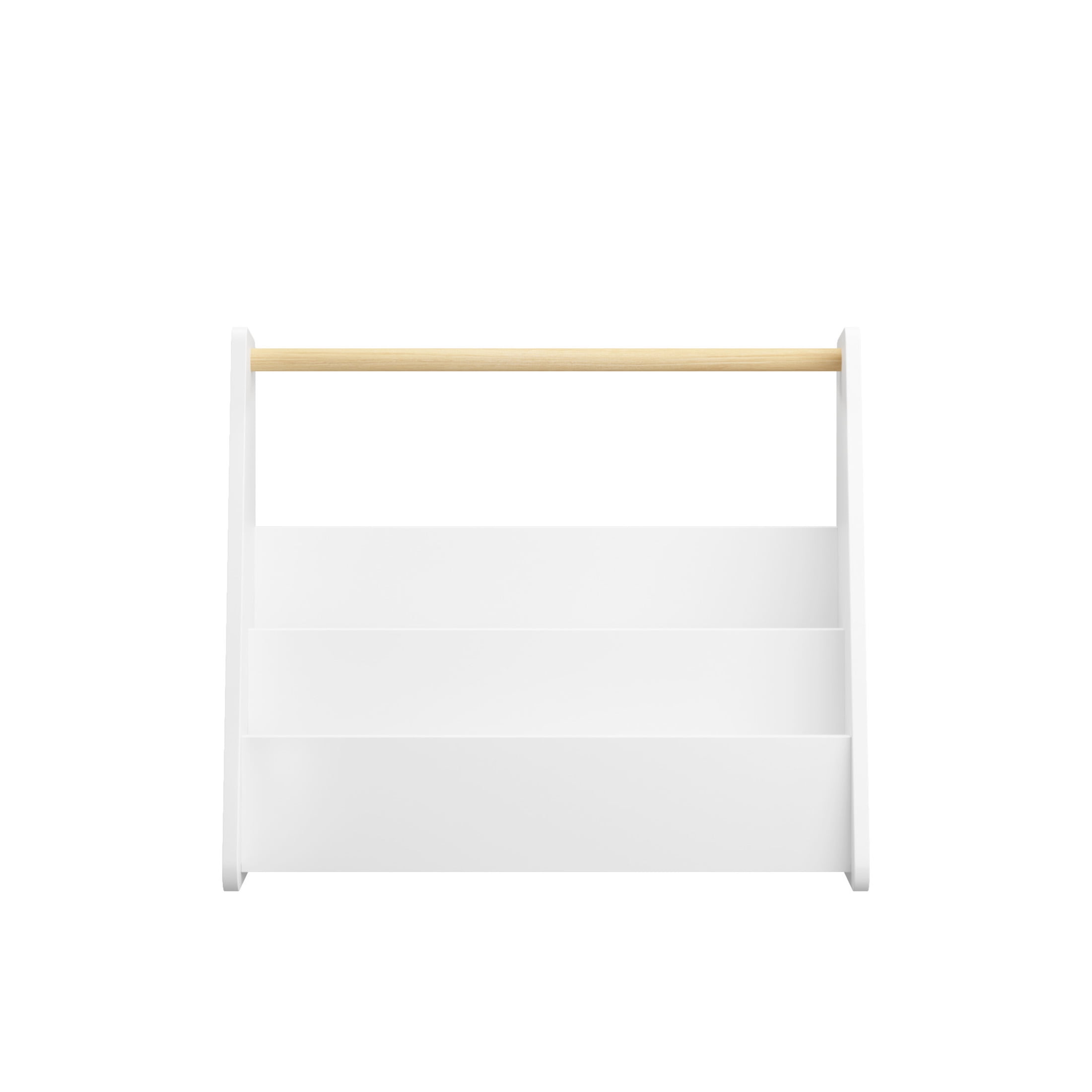 Noble House Prix 2-Tier Front-Facing Toddler Bookshelf with Portable Wooden Handle, Kids Book Storage Organizer, White