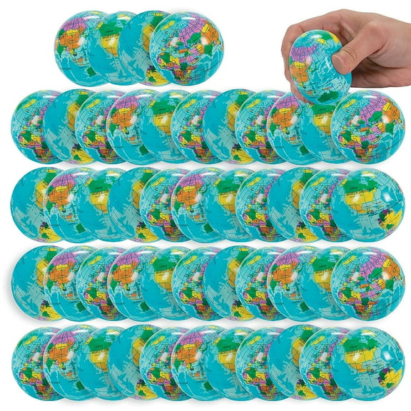Fun Express Globe Stress Balls Bulk 48 Pc