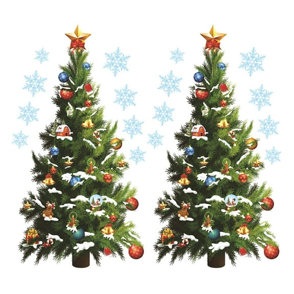 EXHUMKY PVC Christmas Tree Wall Decals Assorted Colors Holiday Party Decorations Festive Seasonal Home Decor