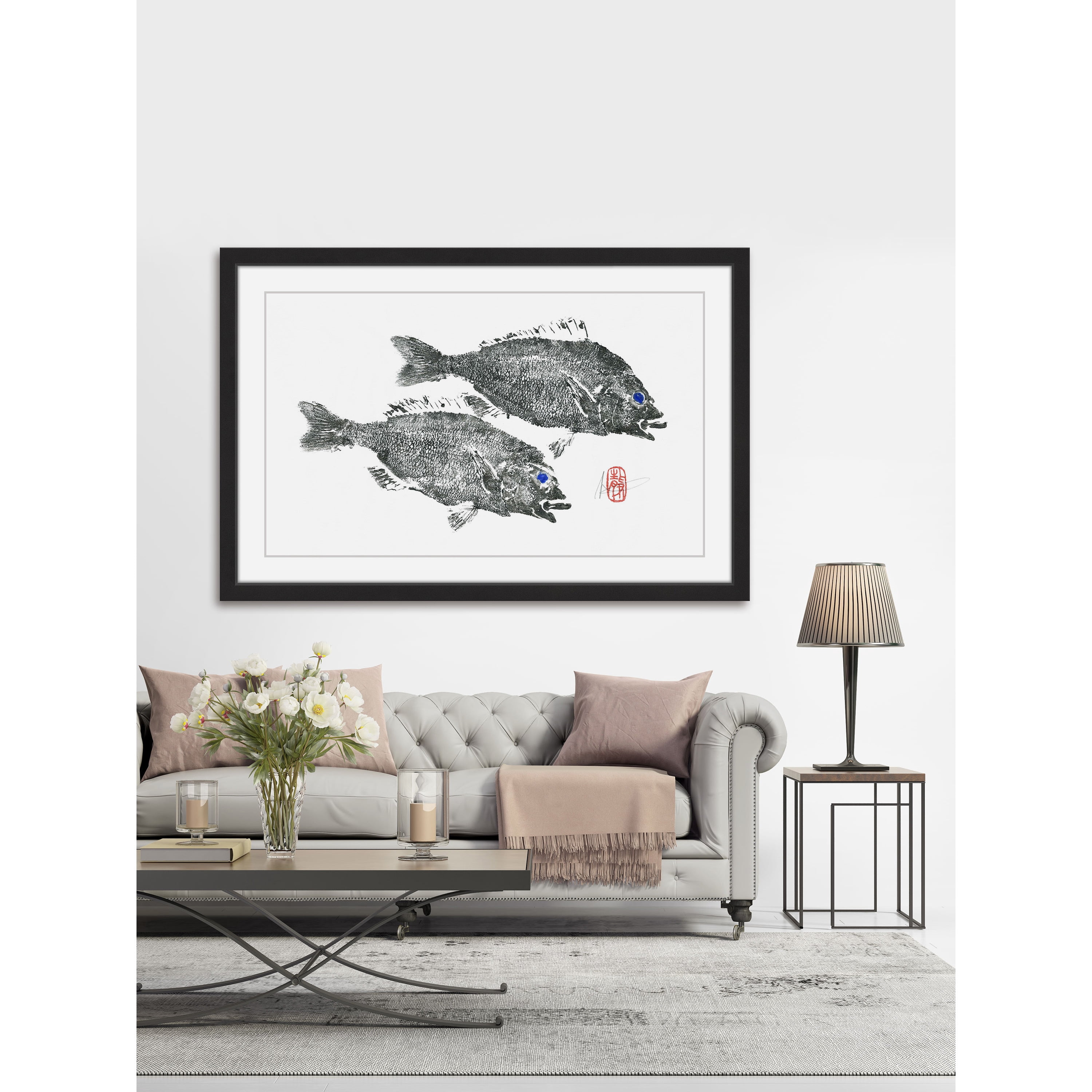 "Striped Seabream" Framed Painting Print