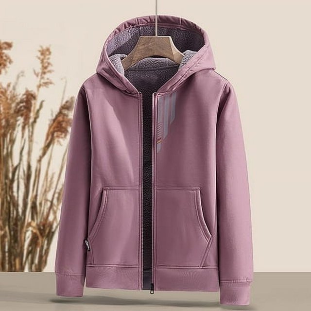 MKLEKYY Jacket Man Mens Hooded Outdoor Jacket Long Sleeve Pocket Solid Color Jacket Autumn and Winter Climbing Clothes Unisex Jacket